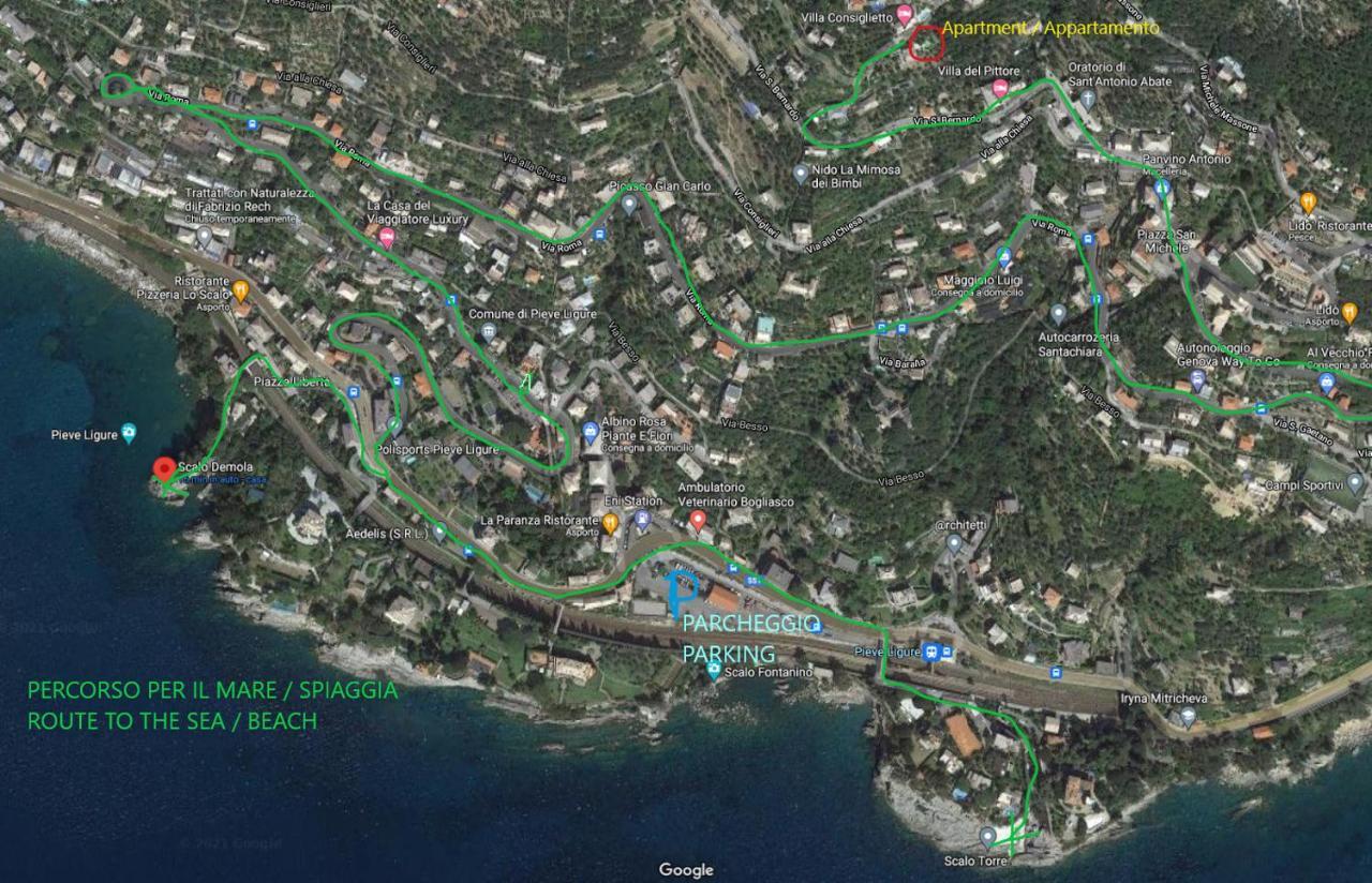 Appartamento CasaViva - Ampio Trilocale vista mare con piscina - Pieve Alta Pieve Ligure Esterno foto