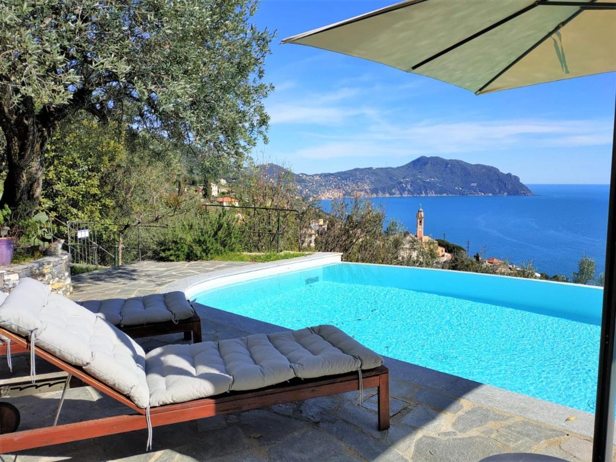 Appartamento CasaViva - Ampio Trilocale vista mare con piscina - Pieve Alta Pieve Ligure Esterno foto