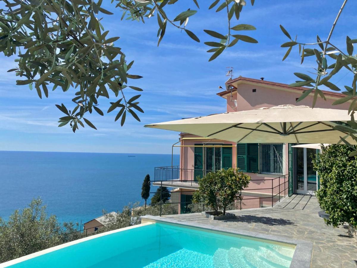 Appartamento CasaViva - Ampio Trilocale vista mare con piscina - Pieve Alta Pieve Ligure Esterno foto
